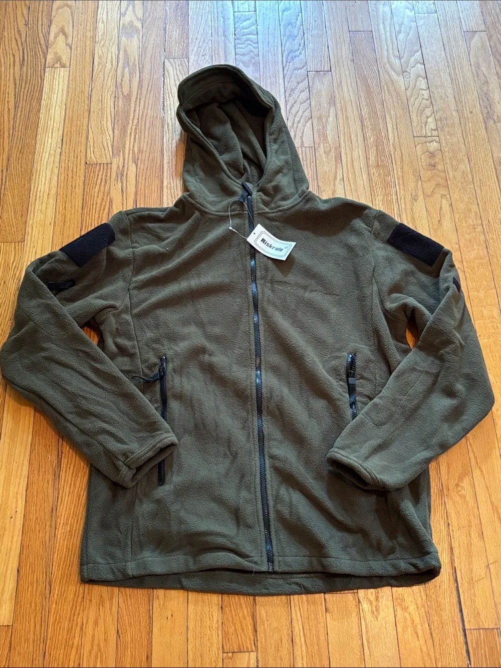 Olive Green Hooded Fleece Tactical Jacket - Men’s XL